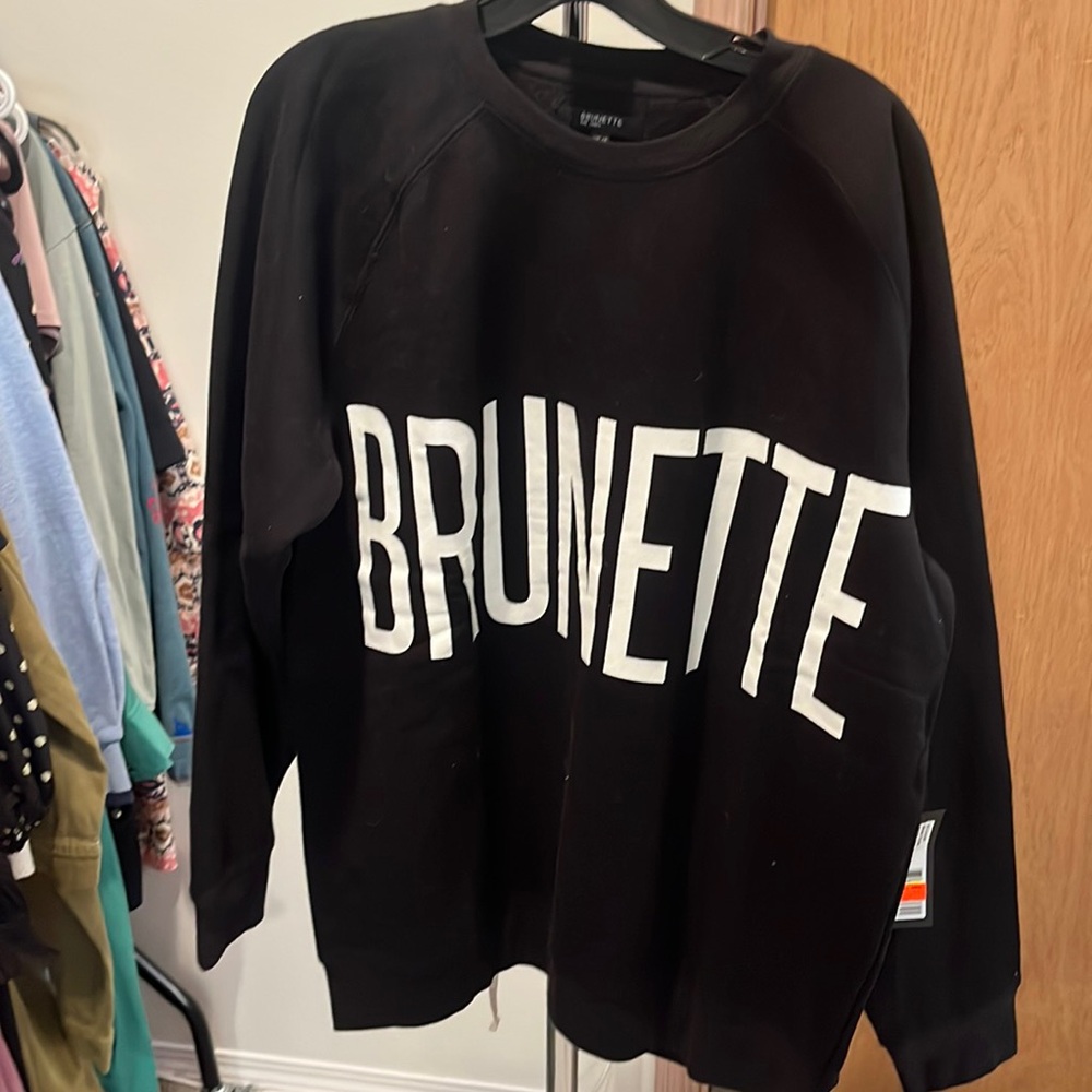 Brunette The Label Black Oversized Long Sleeve Sweatshirt